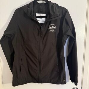 Herschel Jacket Mens Large Black Hooded Windbreaker